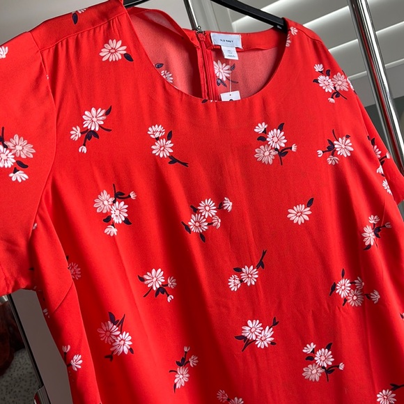 Old Navy Red Short Sleeve Shift Floral Dress size XXL NWT - Picture 3 of 9